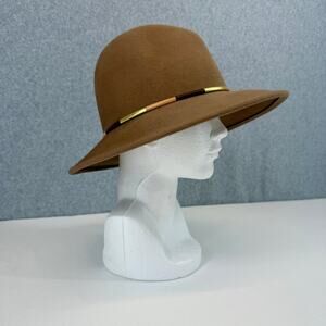 EUGENIA KIM Hat Women’s Brown Medium 100% Wool Wide Brim Felt Gold Accent Medium